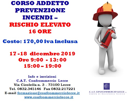 CORSO ADDETTO ALLA PREVENZIONE INCENDI - RISCHIO ELEVATO
