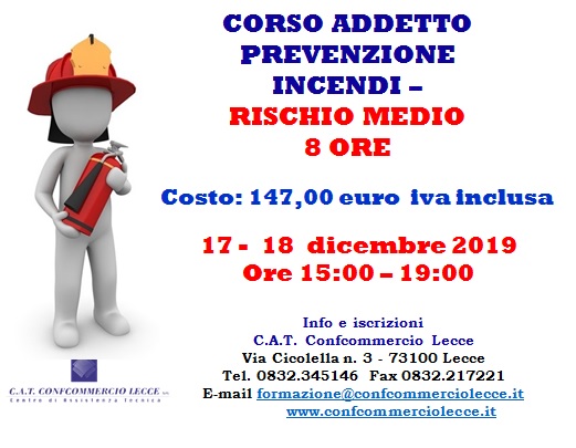 CORSO ADDETTO ALLA PREVENZIONE INCENDI - RISCHIO MEDIO