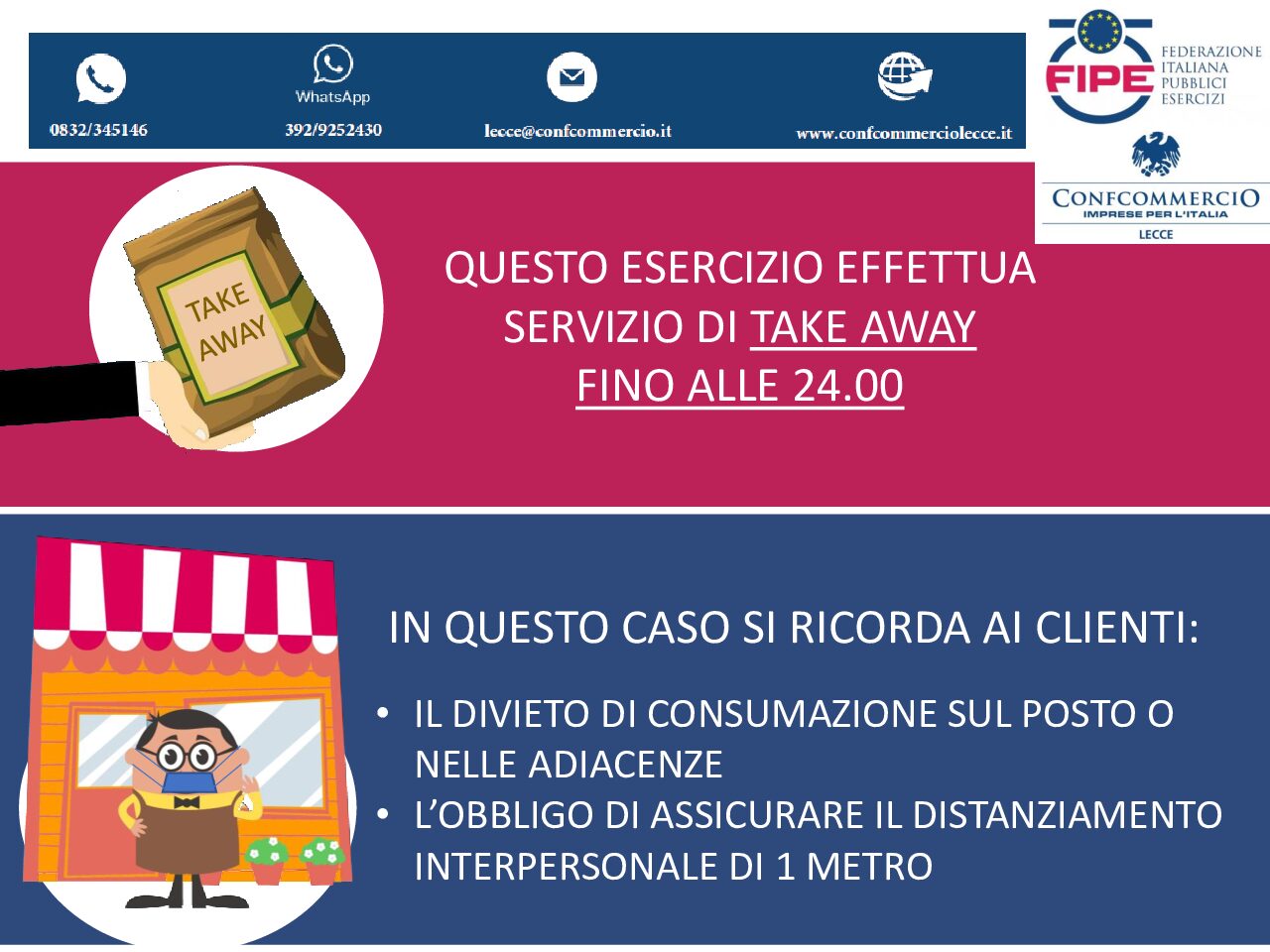 Cartelli delivery e take away DPCM 18 ottobre 2020