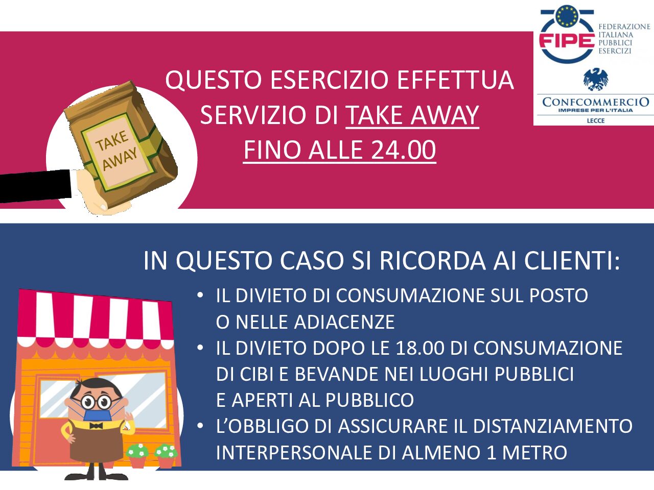 Cartelli delivery e take away DPCM 24 ottobre 2020
