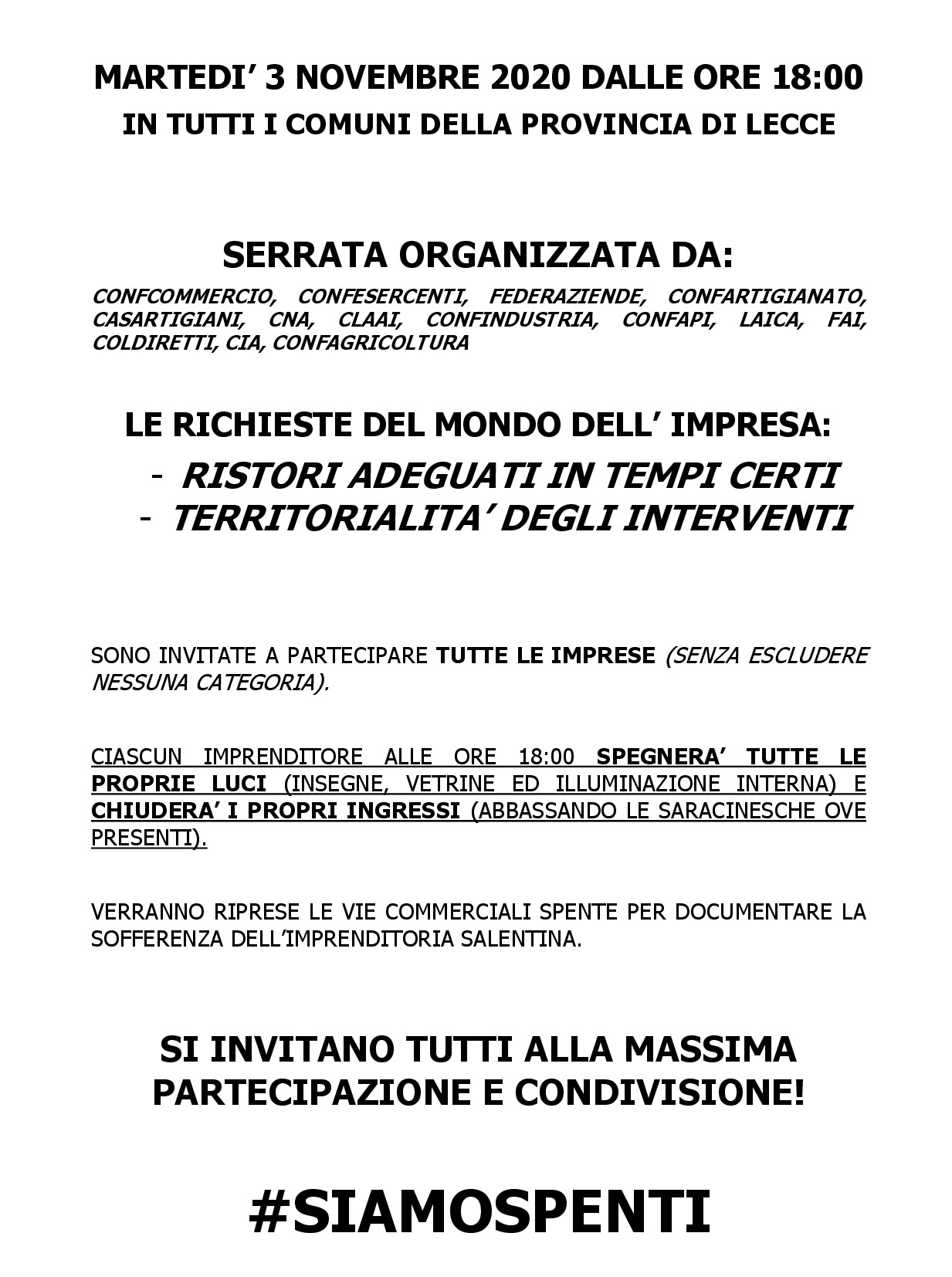 locandina serrata 3 11 20 ore 18