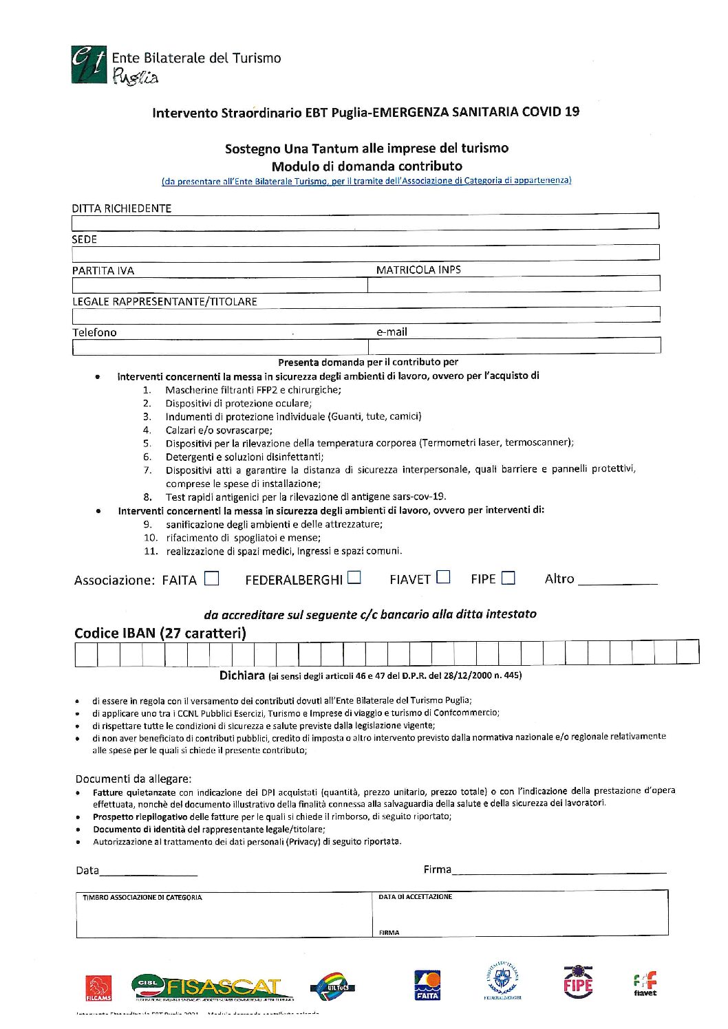MODULO DOMANDA INTERVENTO STRAORDINARIO EBT - aziende